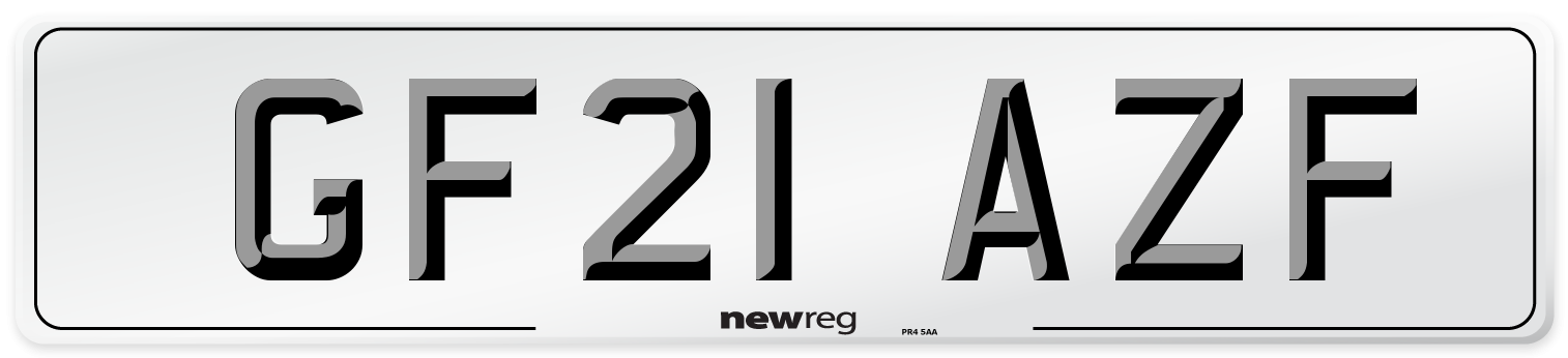 GF21 AZF Number Plate from New Reg